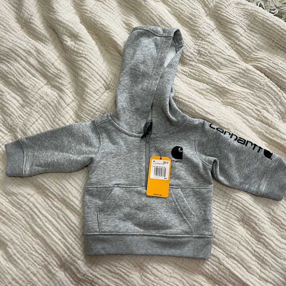 Carhartt 3 Month Light Gray Logo Hoodie